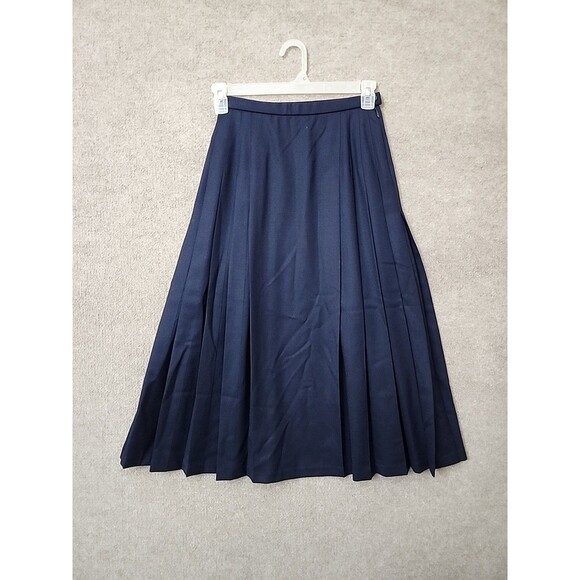 Pendleton Wool Skirt Womens 6 Petite Navy Blue Pleated Side Zip NEW - Picture 1 of 7